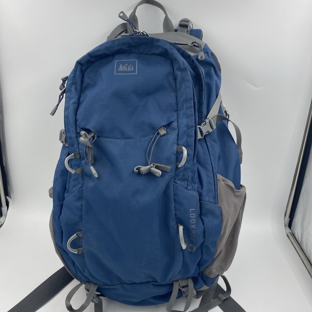 REI Lookout 40 Padded Hiking Backpack Blue Gray Padded Trail Internal Frame Camp